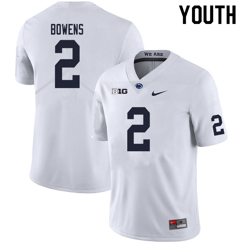 NCAA Nike Youth Penn State Nittany Lions Micah Bowens #2 College Football Authentic White Stitched Jersey LPO0698YE